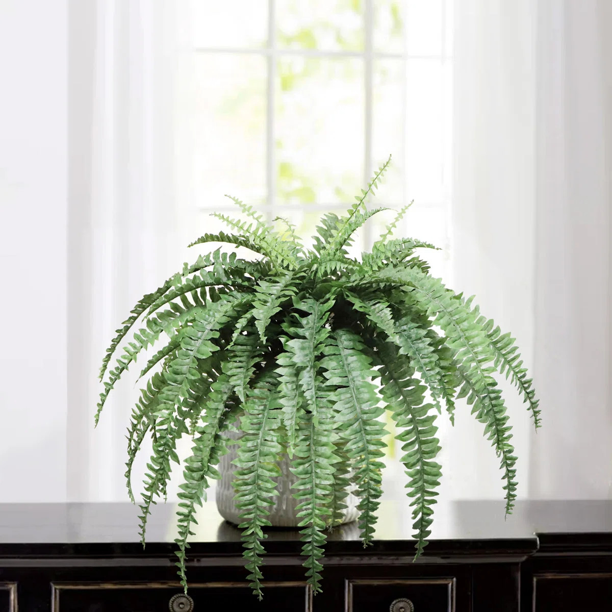 20" Boston Fern Artificial Plant - 60 Silk Fronds, 48" Wide, UV Resistant Faux Greenery for Indoo... | Wayfair North America