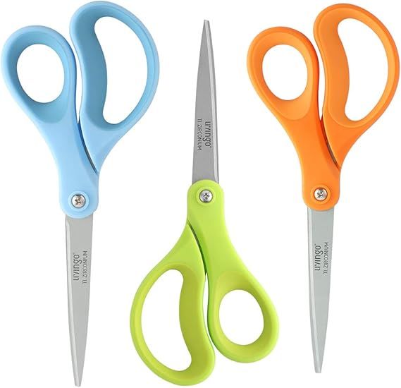 LIVINGO Scissors, 8" Scissors All Purpose 3-Pack, Titanium Ultra Sharp Scissors for Office Home S... | Amazon (US)