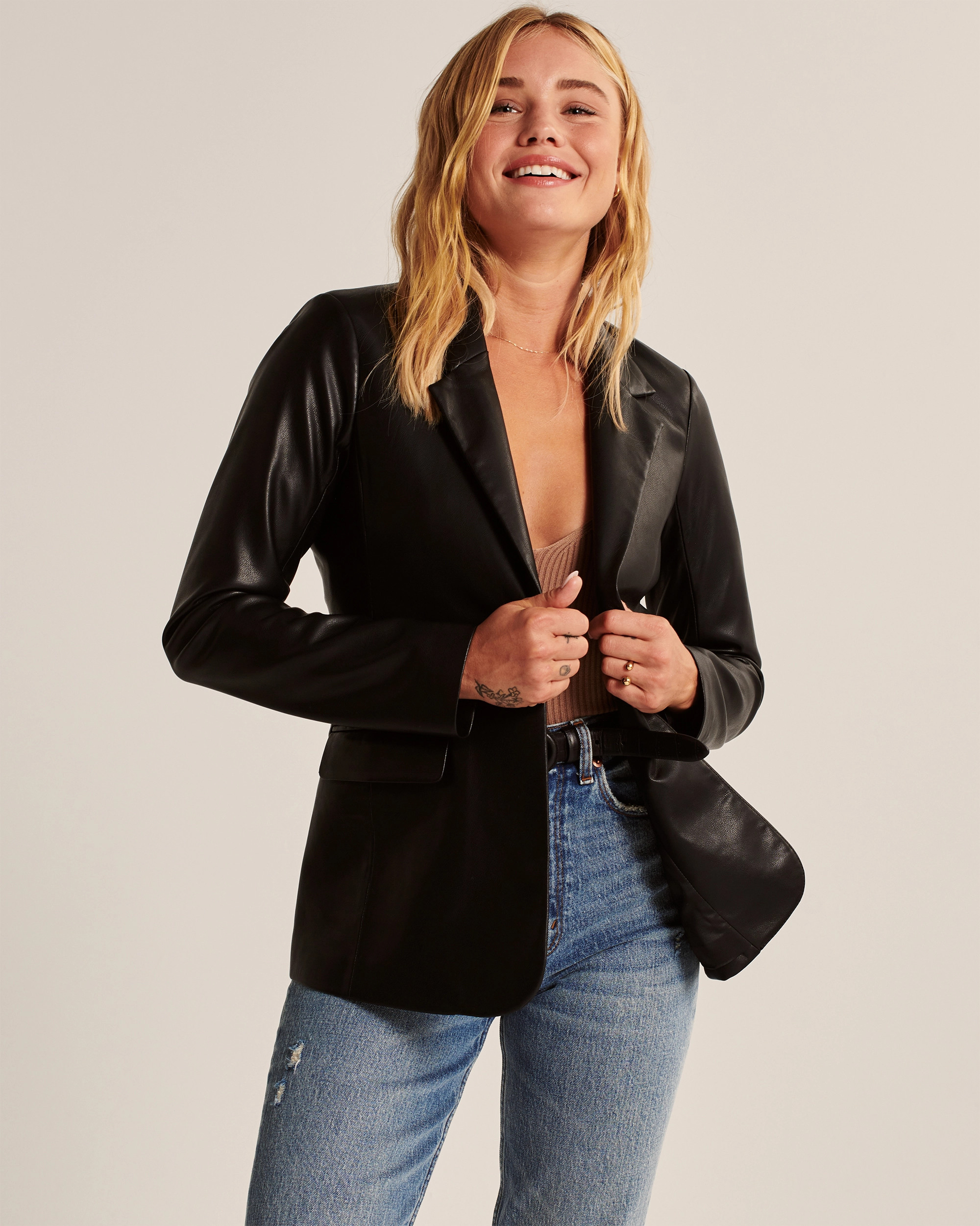 Vegan Leather Blazer | Abercrombie & Fitch (US)