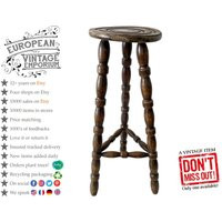 Vintage French Tall Wooden Wood Stool Chair Seat Kitchen Bar Side Table Flower Pot Stand Display Pro | Etsy (US)