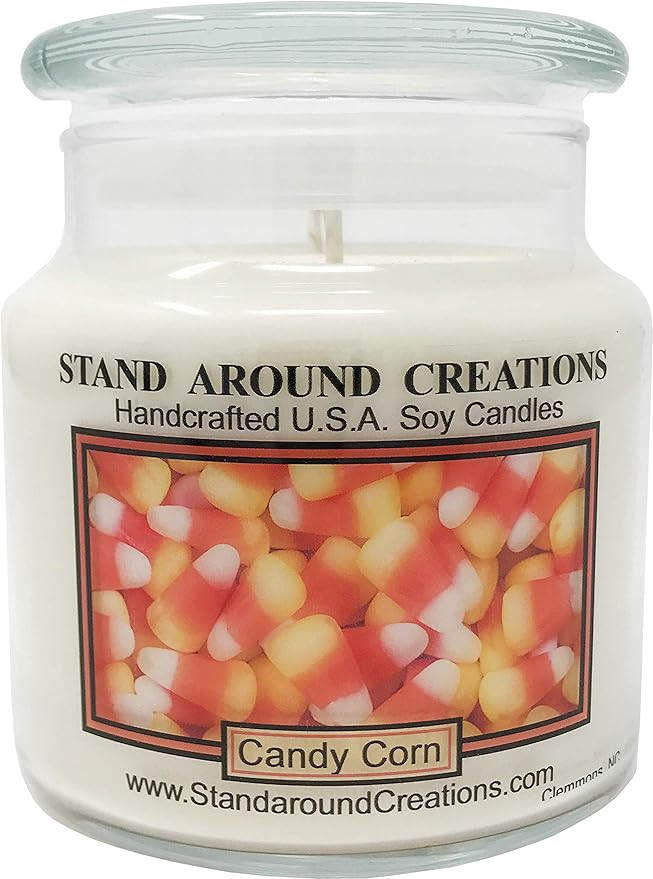 Amazon.com: Premium 100% Soy Apothecary Candle - 16 oz. - Candy Corn: A warm vanilla candy w/top ... | Amazon (US)