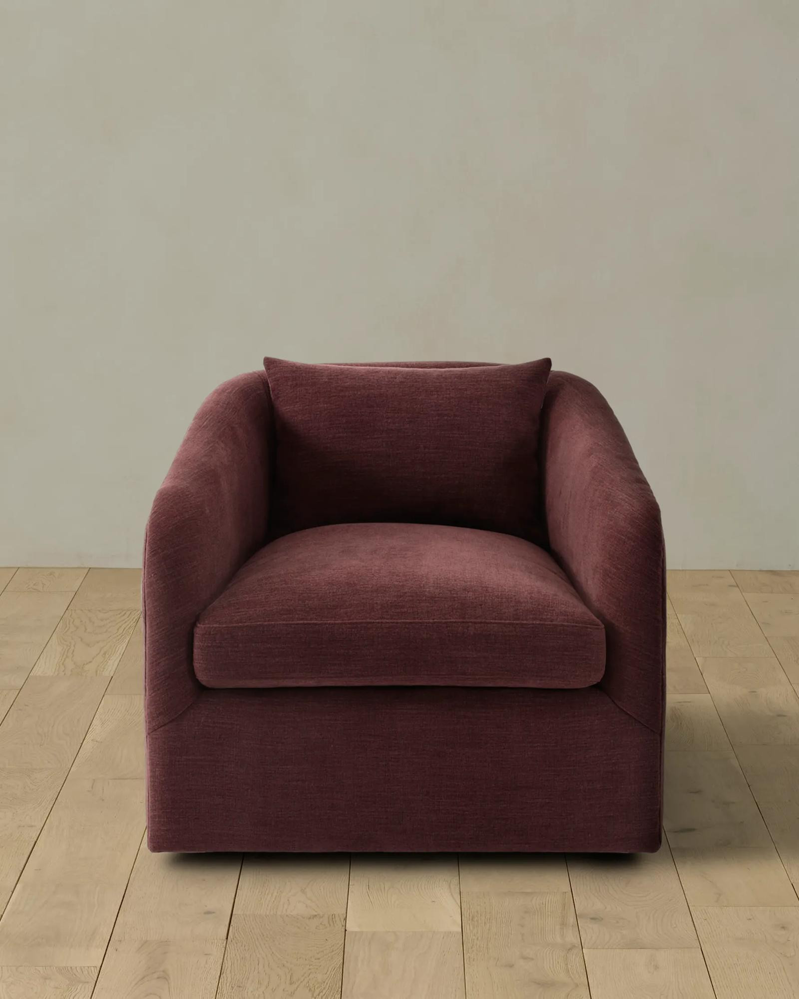 Tristan Swivel Chair - Navarra Plum Linen Blend 32W x 28.25H x 35.5D | Joon Loloi