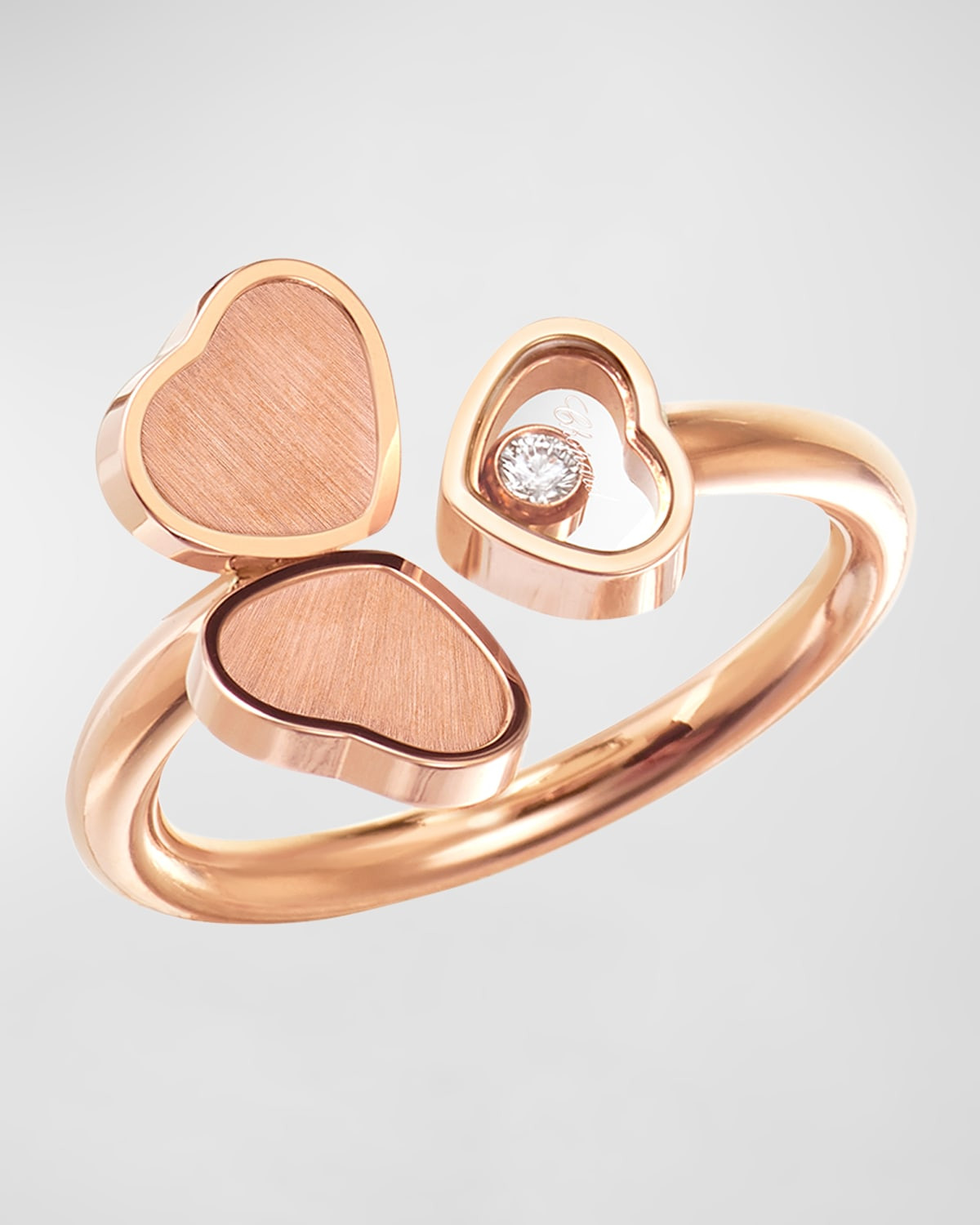 Happy Hearts 18K Rose Gold Triple Heart Diamond Ring | Neiman Marcus
