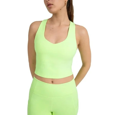 YITTY Active Women's Ultraluxe Built-In Bra Tank Top, Athleisure, 4-Way-Stretch, Neon Spark, 3X | Walmart (US)