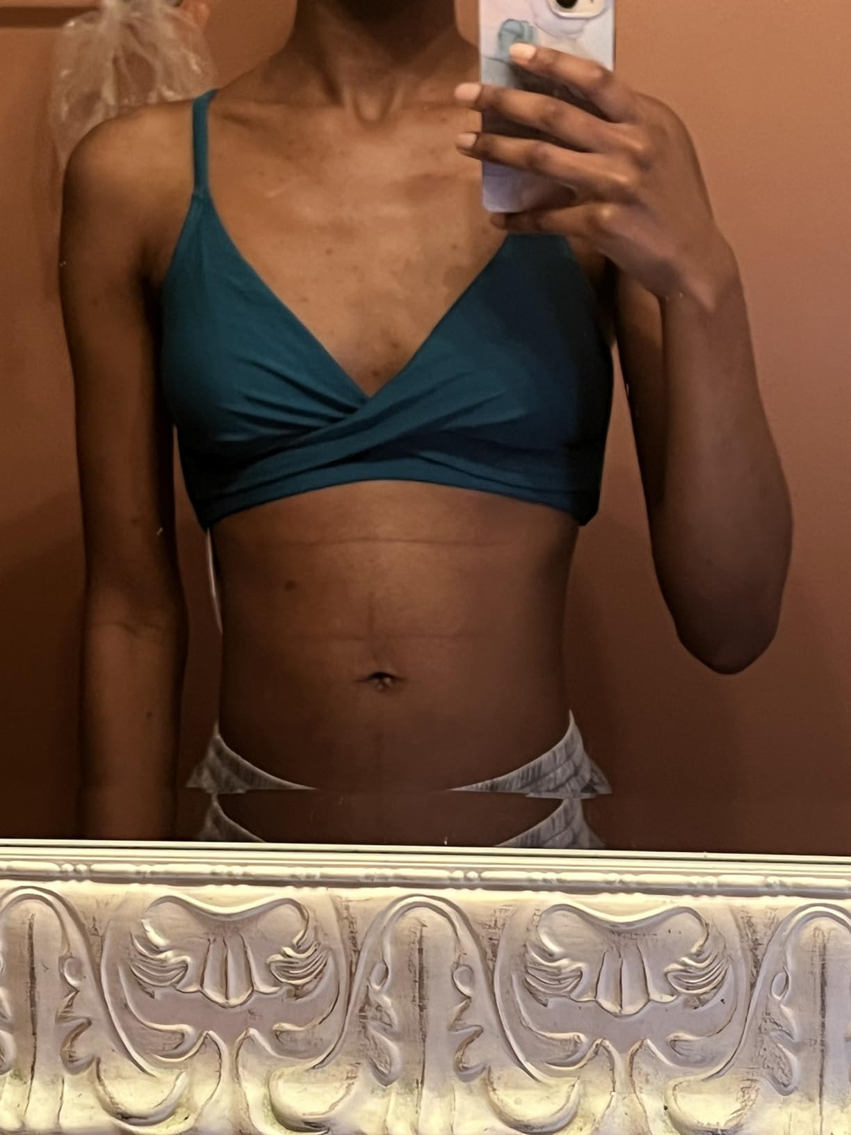 Balasami Women's Push Up Sexy V Neck Adjustable Twist Ruced Front Bikini Swimsuit Top Only | Amazon (US)