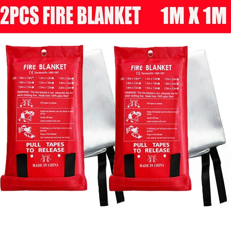2 Pack Large Fire Blanket Fireproof for Home Kitchen Office Emergency Safety | Walmart (US)