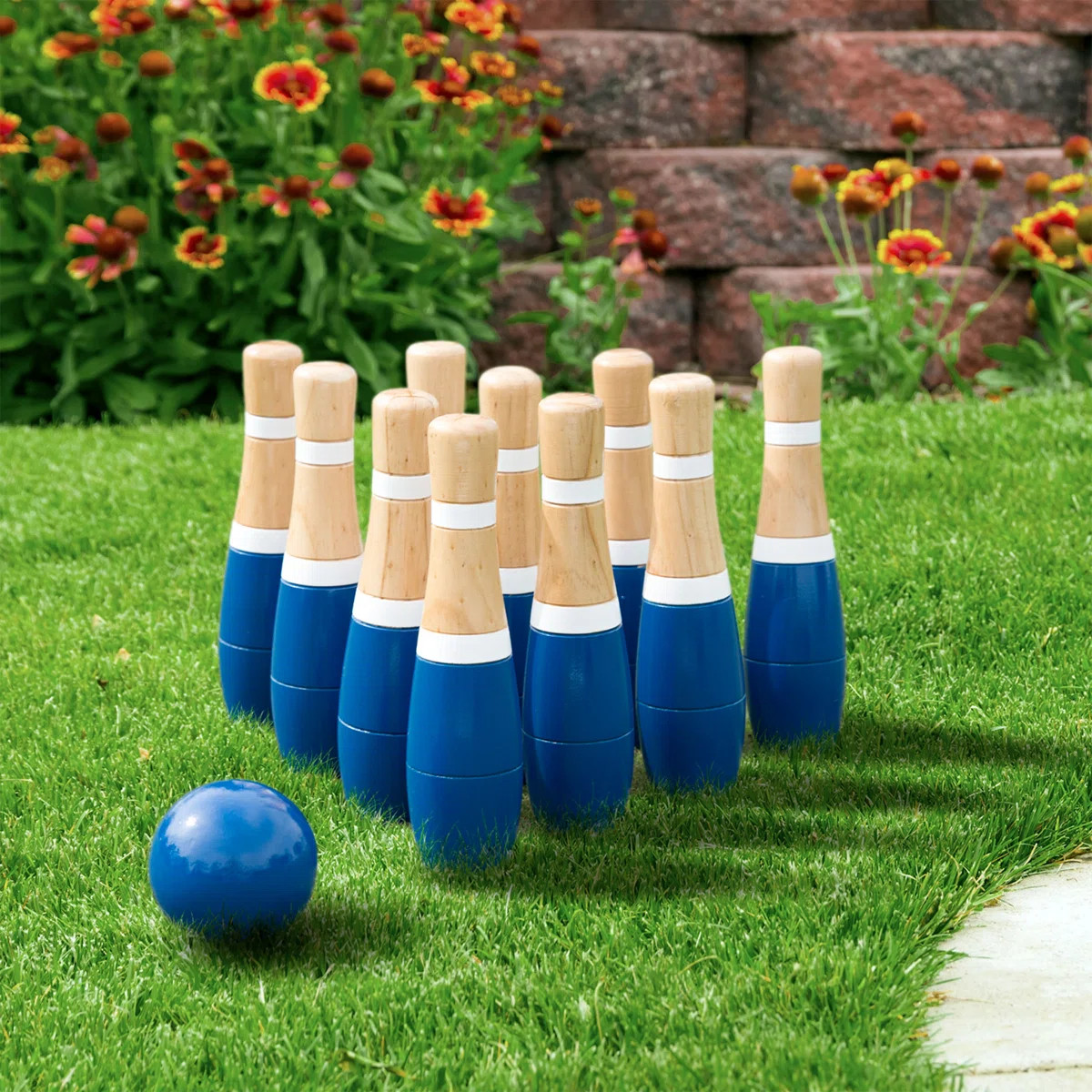 13-Piece Wood Bowling Set – Classic Lawn Games and Outdoor Games for Kids and Adults – Indoor... | Wayfair North America