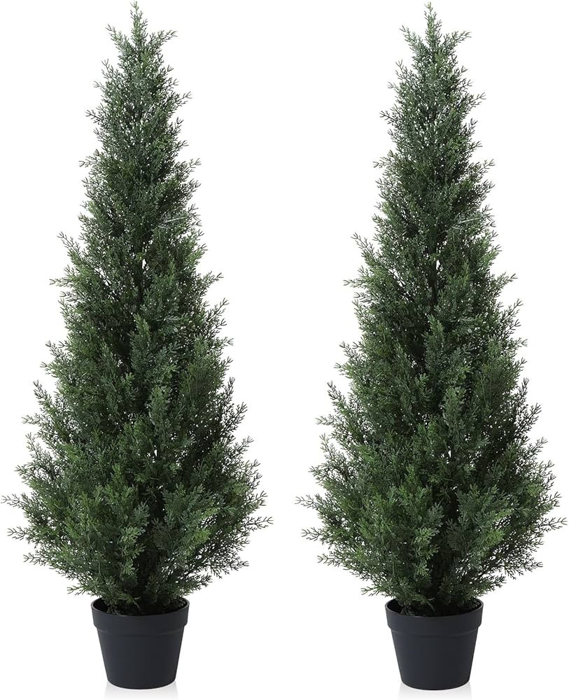 CROSOFMI Artificial Plants Outdoor 125 cm Fake Cedar Tree Large Faux Plants With Plastics Pots fo... | Amazon (UK)