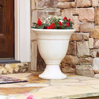 Jean Pierre Large 16 in. x 18 in. 22 Qt. Ivory Resin Composite Urn Outdoor Planter | The Home Depot