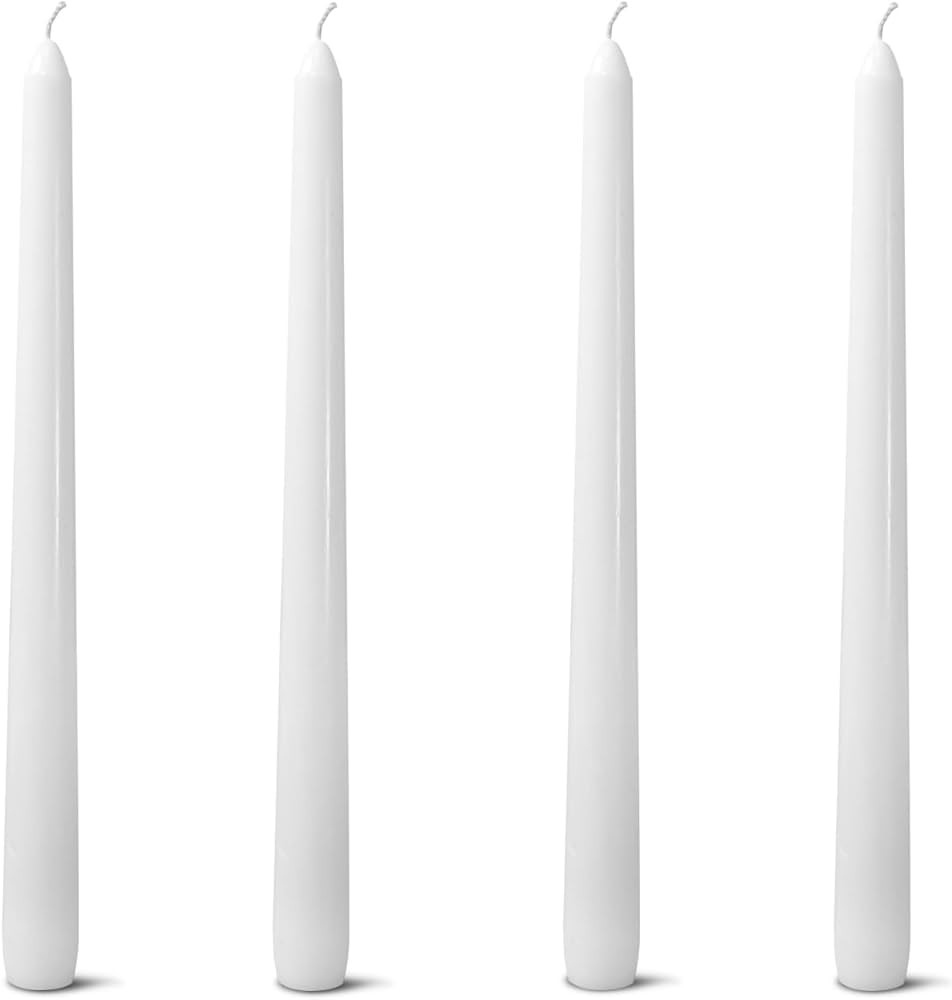 White 10-Inch Taper Candles: Unscented Smokeless Dripless Candlesticks with 7-8 Hours Burning Tim... | Amazon (US)