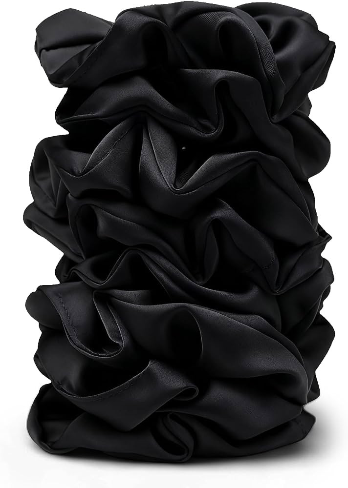 Satin Scrunchies for Women – 8PCS Black Silk Hair Ties – No Crease, Frizz-Free, Gentle Elasti... | Amazon (US)