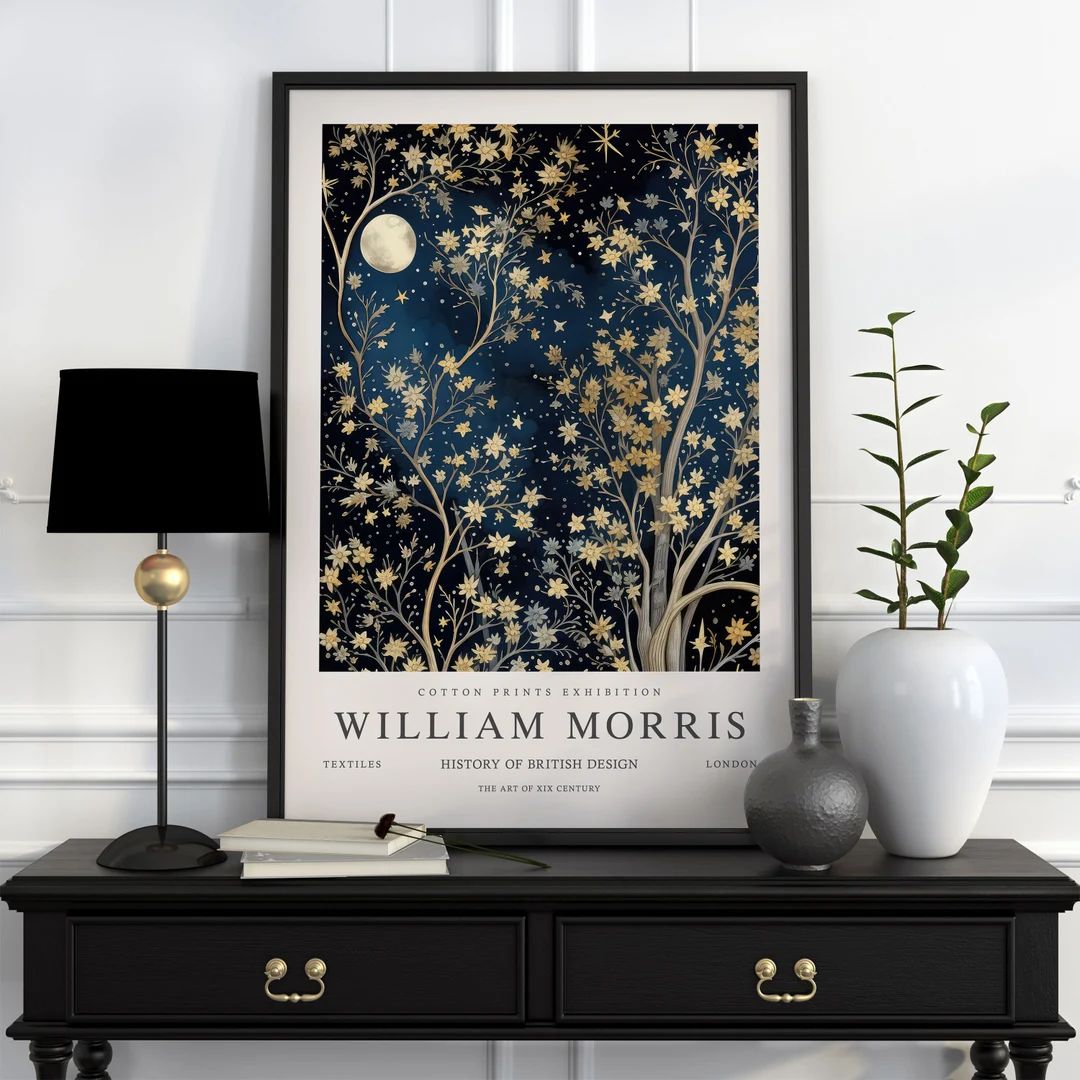 William Morris Stars & Moon Print, William Morris Exhibition Print, William Morris Poster, Vintag... | Etsy (US)