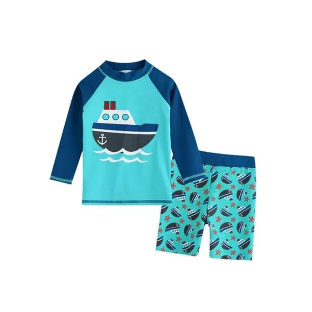 Lumento Baby Boys 2pcs Swimsuit Swimwear Set Dinosaur Printed Long Sleeve Swim Tops + Swim Bottom... | Walmart (US)