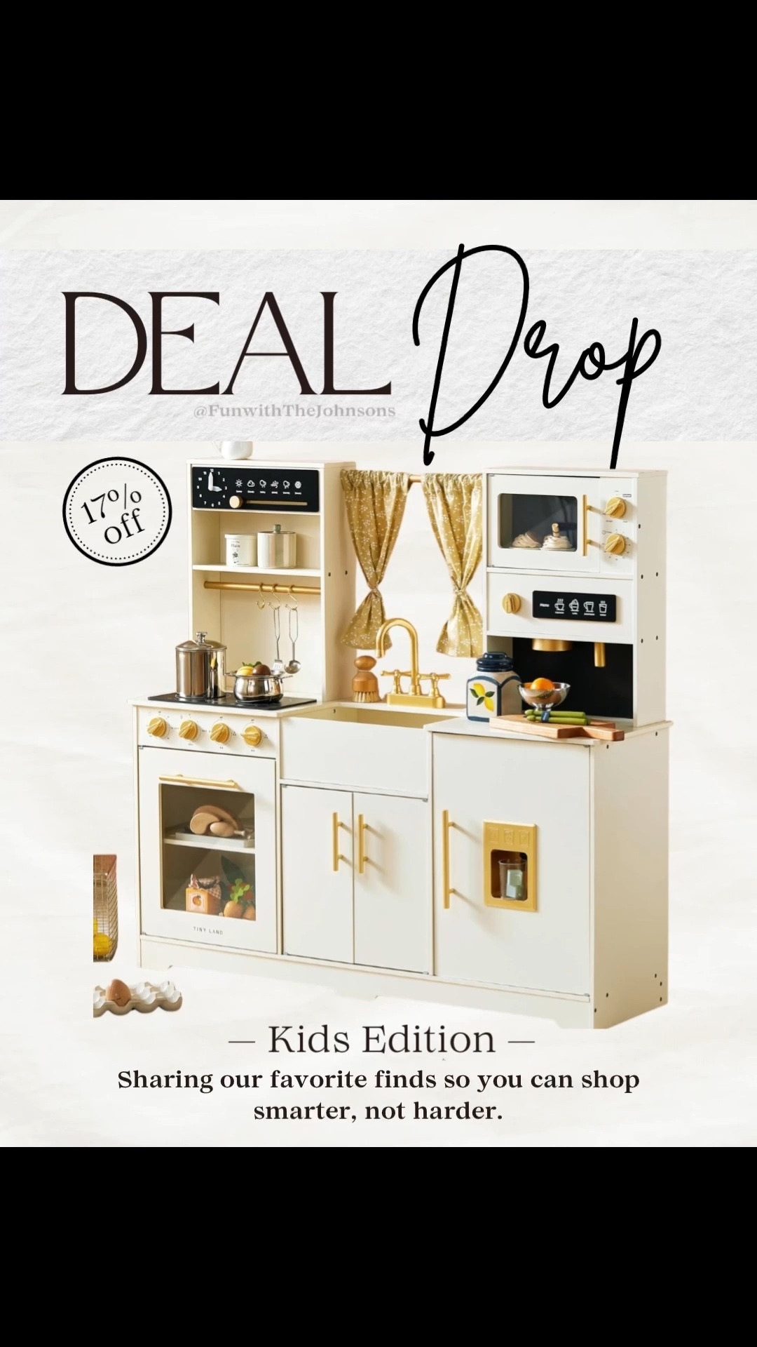 This Tiny Land wooden play kitchen is the ultimate pretend-play upgrade, modern design, trendy curtains, realistic features, and endless cooking creativity. Perfect for ages 3+ and an amazing holiday or birthday gift for little imaginations.
#TinyLand #PlayKitchen #KidsKitchen #PretendPlay #ToddlerGifts #HolidayGiftsForKids #MontessoriPlay #WoodenToys #LTKKids #LTKHoliday

#LTKKids #LTKCyberWeek #LTKGiftGuide