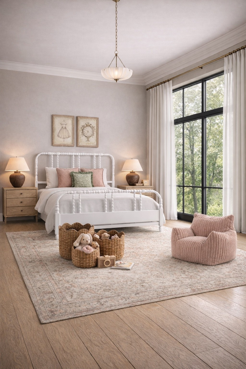 The cutest transitional bedroom inspiration for the girls! Swap out the wall art and decorative accents to fit their personal interests and age. A space that will truly grow with her! 

#LTKHome #LTKKids