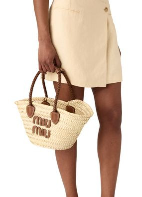 Small raffia tote bag - MIU MIU | 24S US