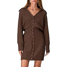 PRETTYGARDEN Sweater Dresses for Women 2025 Trendy Long Sleeve Button Down Short Mini Fall Winter... | Amazon (US)