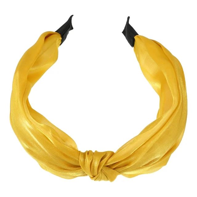 Unique Bargains 1 Pcs Knotted Silk Headband Fashion Hairband for Woman Non Slip Yellow | Walmart (US)