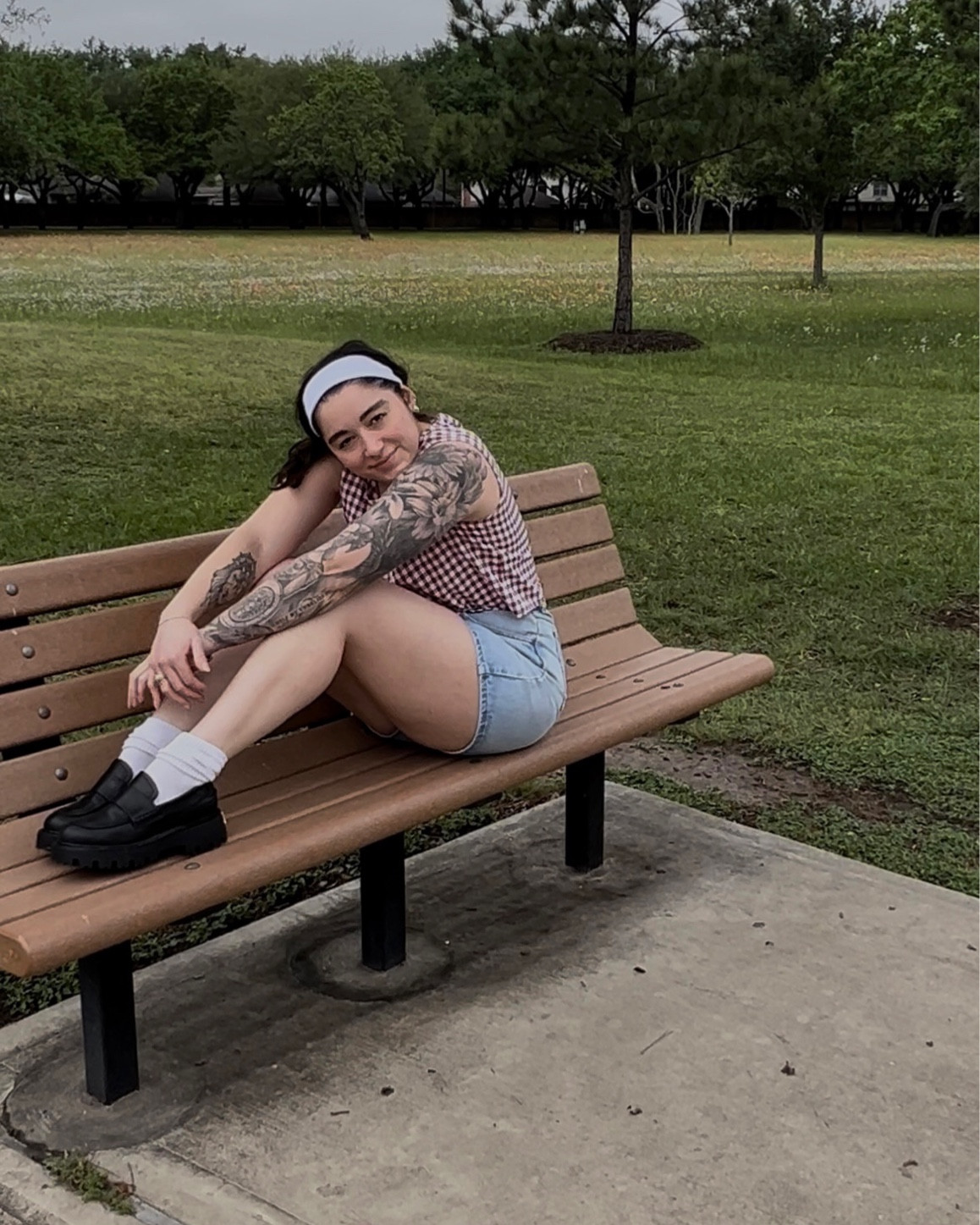 Spring outfit with jean shorts, loafers, and a checkered tank top 

#LTKSeasonal