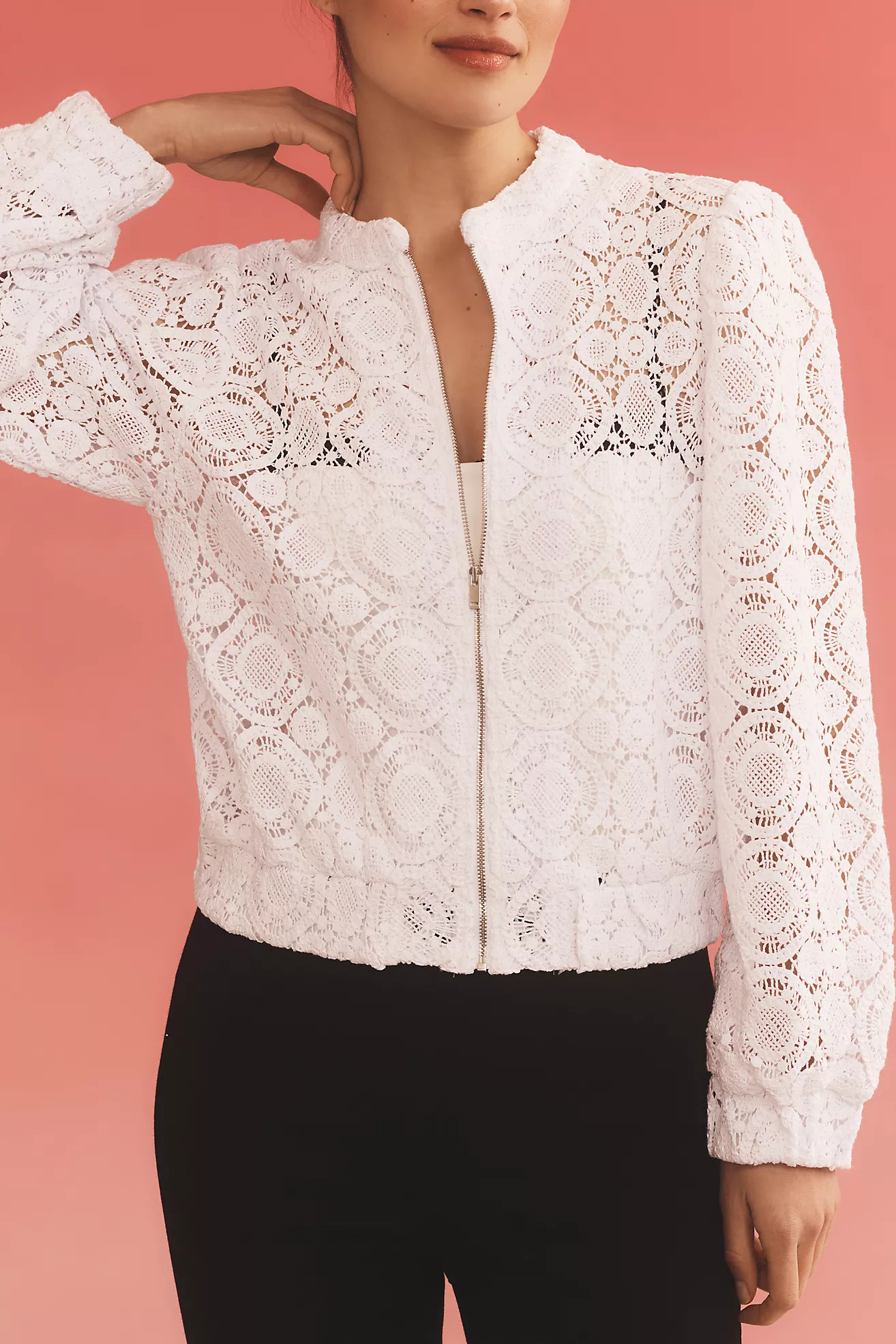 By Anthropologie Crochet Bomber Jacket | Anthropologie (US)