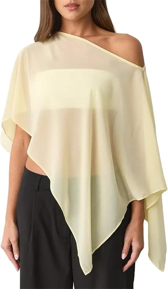 Alyweatry Women Chiffon Cape Shawls and Warps for Evening Dress Wedding Sheer Mesh Flowy Capelets... | Amazon (US)