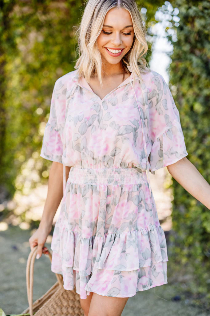 Listen To Your Heart Peach Pink Floral Dress | The Mint Julep Boutique