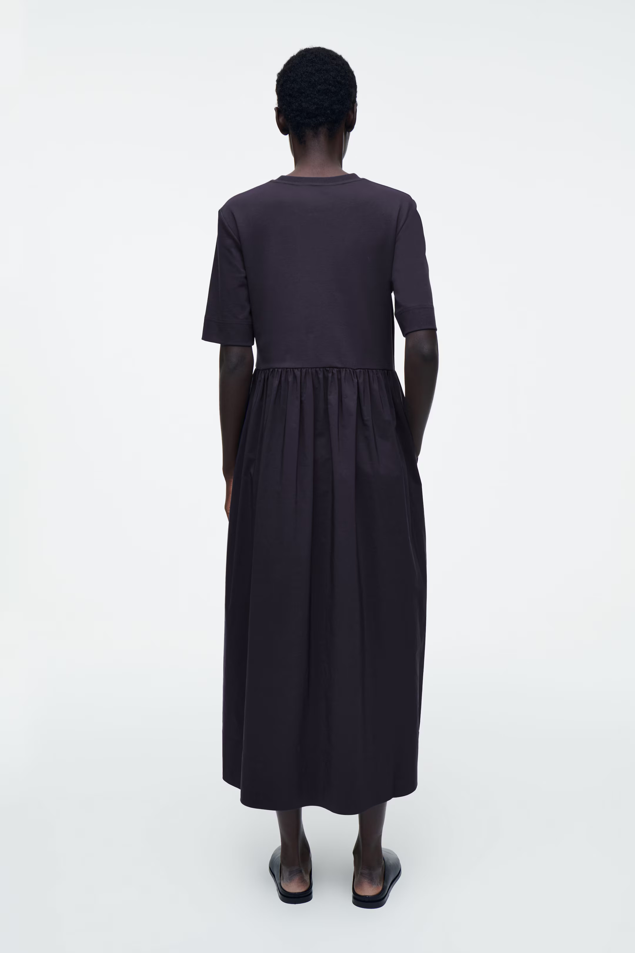 CONTRAST-PANEL MIDI DRESS - NAVY | COS UK