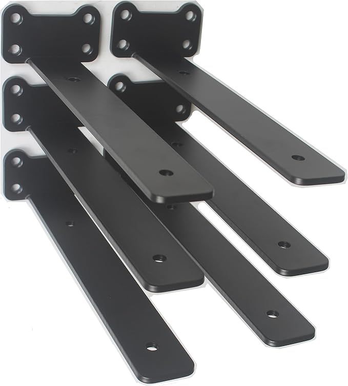 6 Pack - 10 inch Black Hidden Invisible L Shelves Brackets, Floating Hidden Shelf Brackets Heavy ... | Amazon (US)