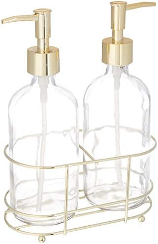 Circleware Duo Dispenser Accent Bottle Pumps in Metal Caddy Set of 2, Bathroom Accessories Home Deco | Amazon (US)
