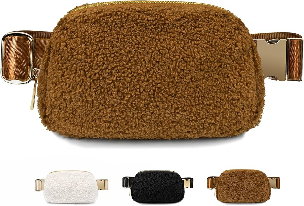 Sherpa Belt Bag for Women, Fleece Belt Bag Waterproof Sherpa Crossbody Bag Fanny Packs Dupes with... | Amazon (US)