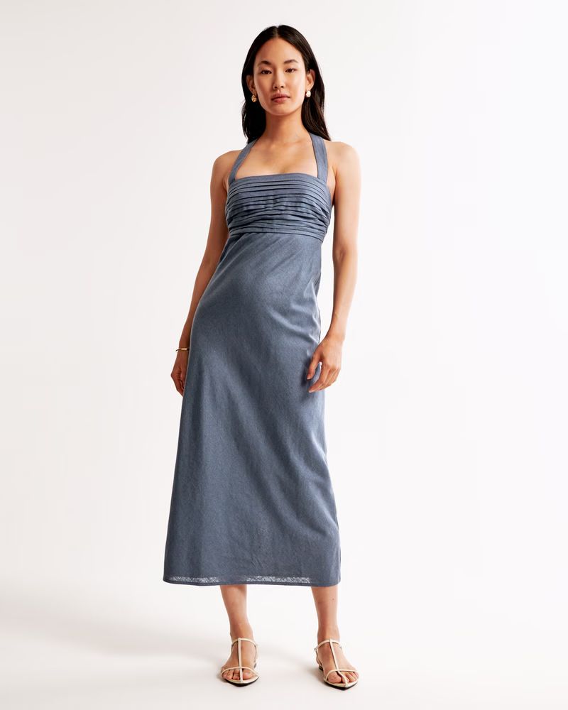 The A&F Emerson Halter Midi Dress | Abercrombie & Fitch (US)