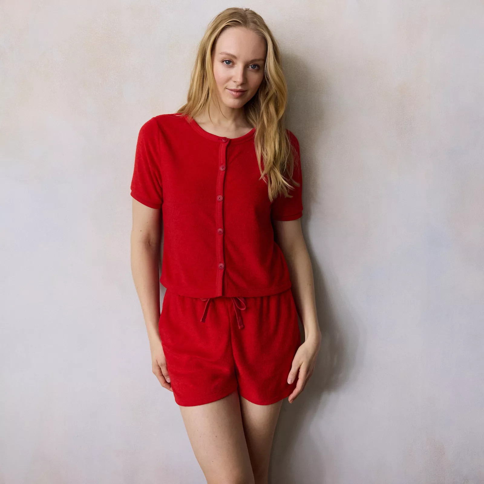 Women's LC Lauren Conrad Terrycloth Cardigan, Size: Small, Red Candy | Kohl's