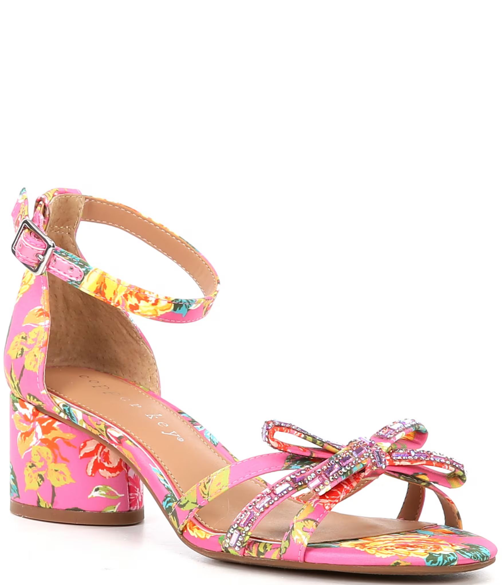 Prance Floral Satin Rhinestone Bow Sandals | Dillard's