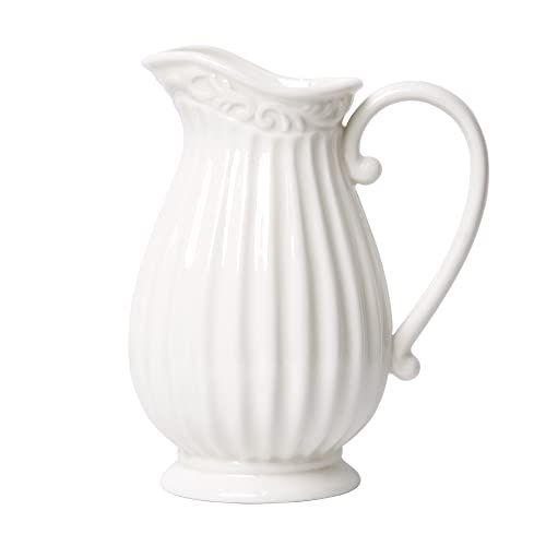 Visit the D'vine Dev Store
4.8 out of 5 stars326 Reviews
10 Inch White Ceramic Pitcher Vase for Home | Amazon (US)