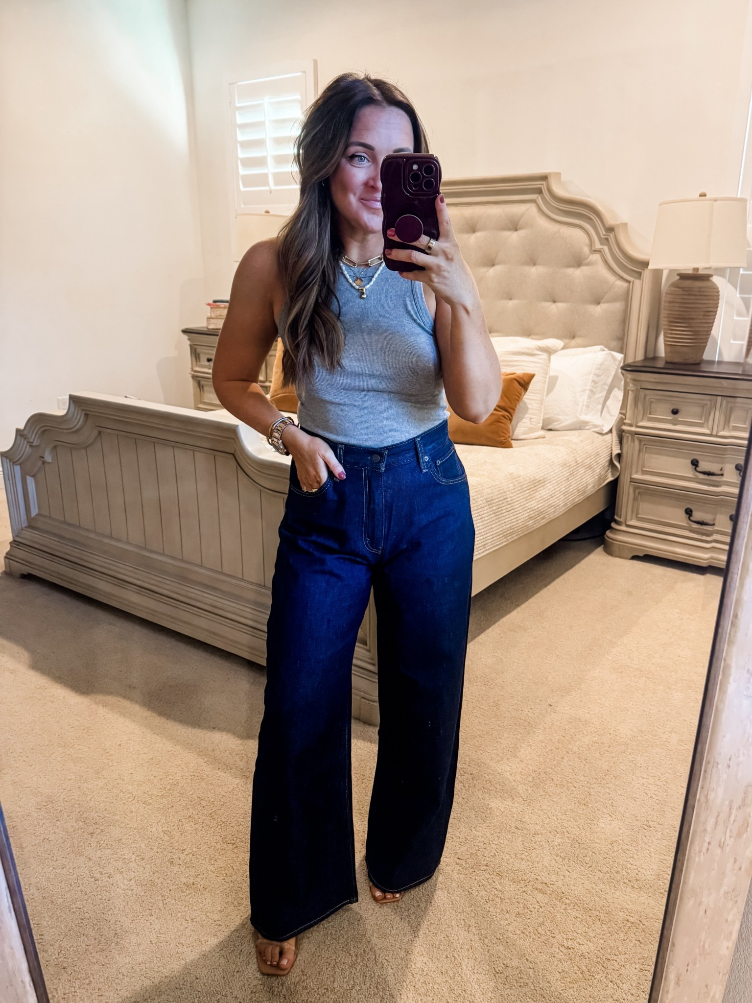 Tank - M, Denim - 29 (size up) 
5’2” 145 lbs 
—
Levi’s denim | Levi’s baggy denim | Baggy denim jeans | Hight waisted denim | Dark rinse denim | Dark wash denim | Jeans and a tank top | 