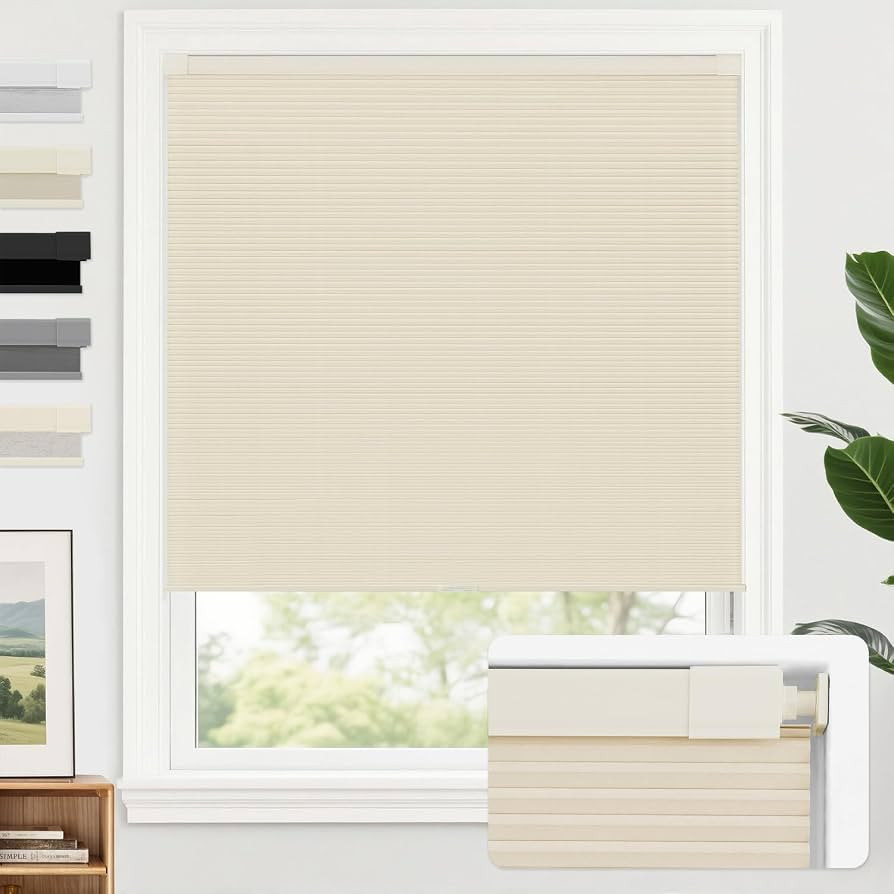 AOSKY 100% Blackout No Drill Cellular Shades Blinds for Indoor Windows, No Tools Thermal Insulate... | Amazon (US)