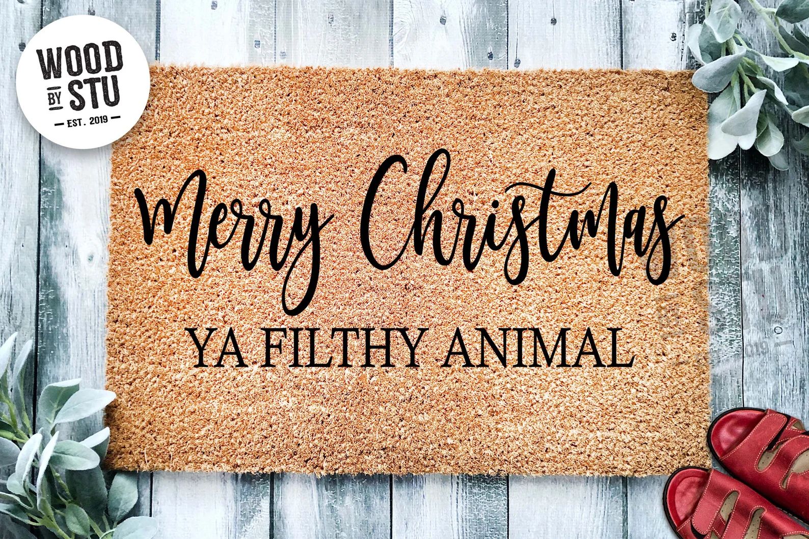 Merry Christmas Ya Filthy Animal Christmas Doormat - Etsy | Etsy (US)
