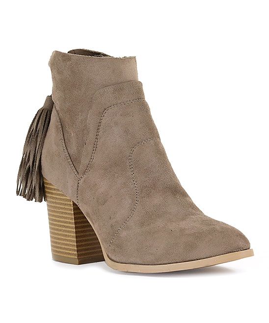 ARider Girl Women's Casual boots TAUPE - Taupe Tassel Angela Bootie - Women | Zulily