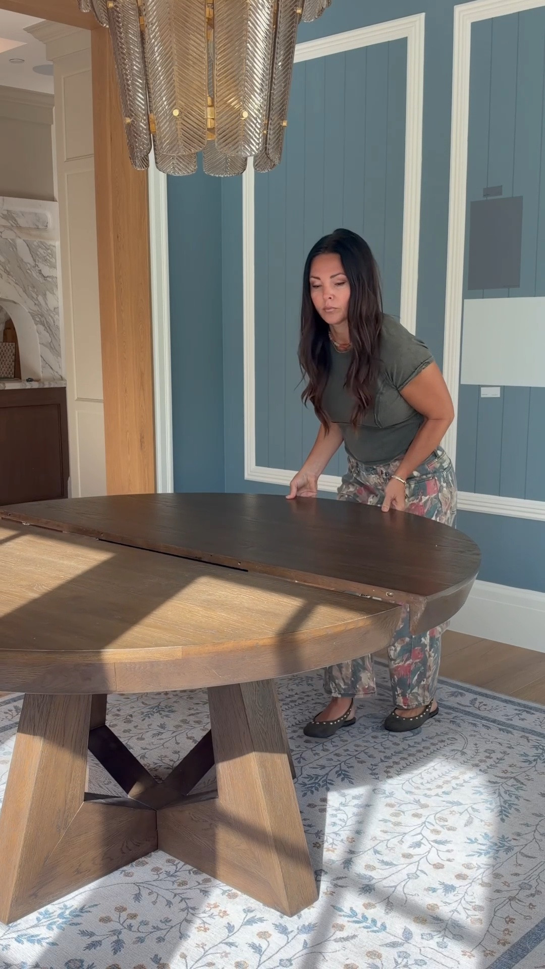 Dining room sources including solid wood table and chairs, chandelier and rug.

#LTKSaleAlert #LTKHome