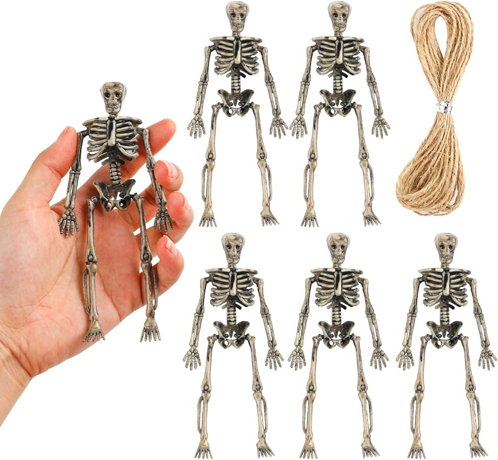 FINGOOO Small Skeleton Figurine 6 Inches,6 Pieces Plastic Skeletons Mini Poseable Skeleton Toy fo... | Amazon (US)