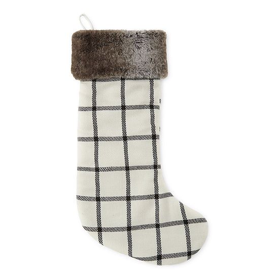 North Pole Trading Co. Grid with Sherpa Fur Christmas Stocking | JCPenney