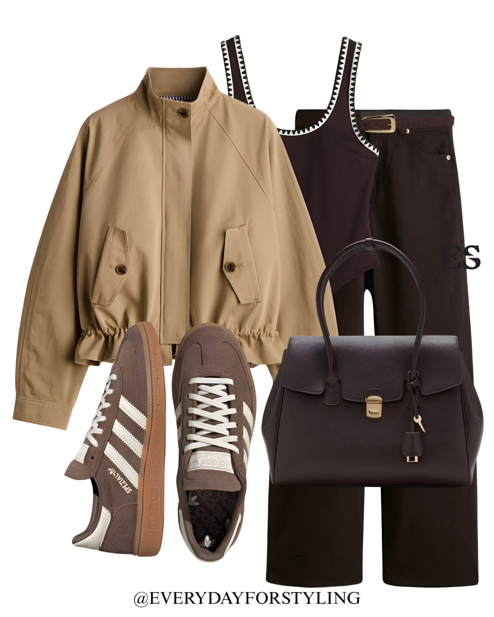 When the camel jacket goes dark and edgy 🐻🤎
H&M camel jacket over a dark brown contrast trim tank, dark brown  jeans, dark brown Adidas Gazelles and a structured dark chocolate leather tote with gold hardware. Sharp, powerful and completely unexpected for a camel jacket. This combination is everything.

H&M jacket outfit | camel jacket spring 2026 | Harrington jacket women | how to style a camel jacket | H&M best sellers | H&M spring finds | H&M fashion 2026 | camel jacket outfit ideas | affordable spring jacket women | jacket with jeans outfit | spring outerwear women | elevated casual spring look | H&M finds worth buying | Adidas Samba outfit | YSL bag outfit | Coach raffia bag outfit | Sam Edelman flats outfit | spring jacket styling | camel outerwear women | spring basics USA 2026 | spring style | summer outfit ideas | parisian fashion | old money style | summer outfits | summer outfit ideas | how to wear | what to wear | ways to style | everydayforstyling 

#zara #HMJacket #CamelJacket #SpringOuterwear #EverydayForStyling    


#LTKSeasonal #LTKTravel #LTKootd