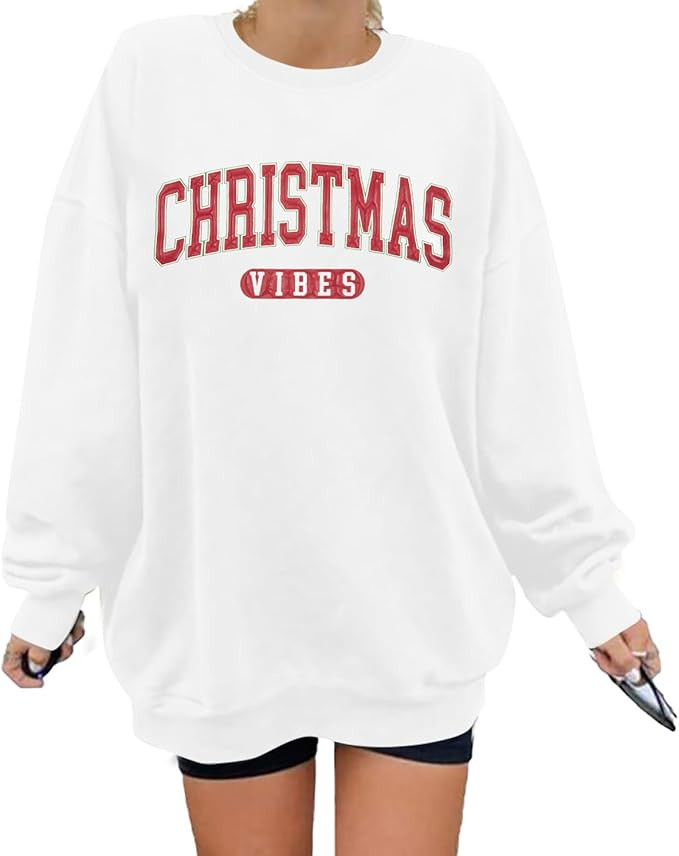 LUKYCILD Christmas Vibes Sweatshirt Women Merry Christmas Shirt Xmas Long Sleeve Shirt Winter Hol... | Amazon (US)