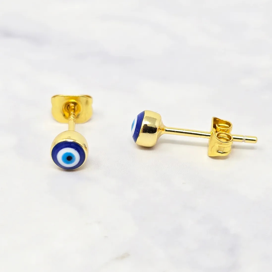 Jewellery | Turkish Evil Eye Nazar Protective Gold Stud Earrings | Harfi | Debenhams UK