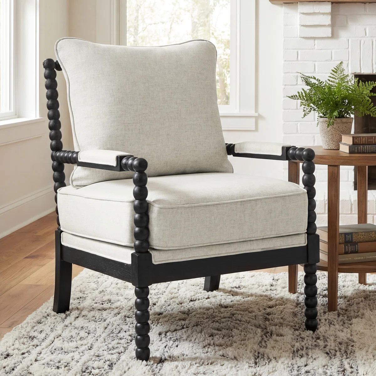 Lorentz Modern Farmhouse Accent Chair 25.5" Wide with Turned Wood and Solid Frame | Wayfair North America