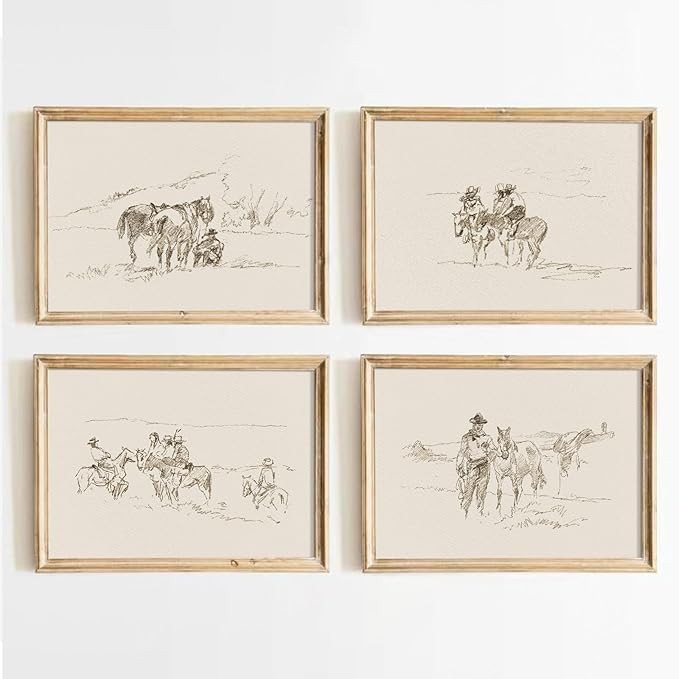 Western Cowboy Wall Art Vintage Canvas Wall Decor Prints Neutral Wall Art Southwest Cowboy Poster... | Amazon (US)