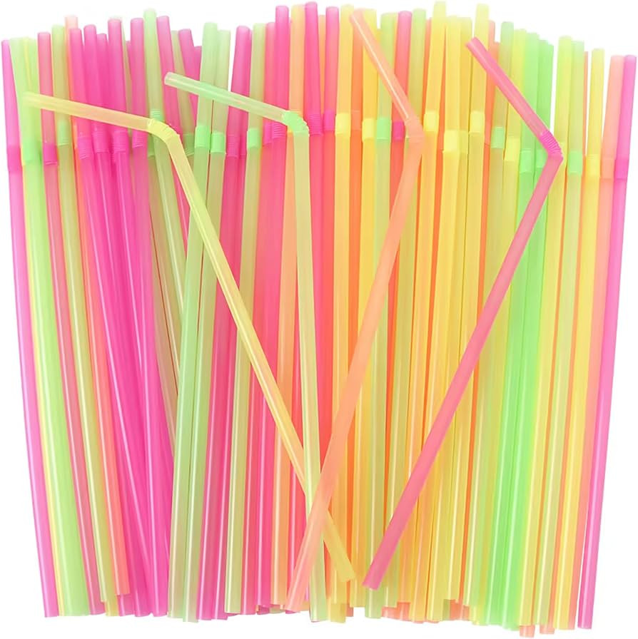 Flexible Plastic Straws Disposable, Vibrant & Colorful Assortment Bendy, Stylish Drinking Straws ... | Amazon (US)