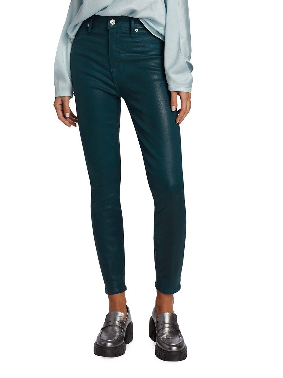 7 For All Mankind Coated Ankle-Crop Skinny Jeans | Saks Fifth Avenue