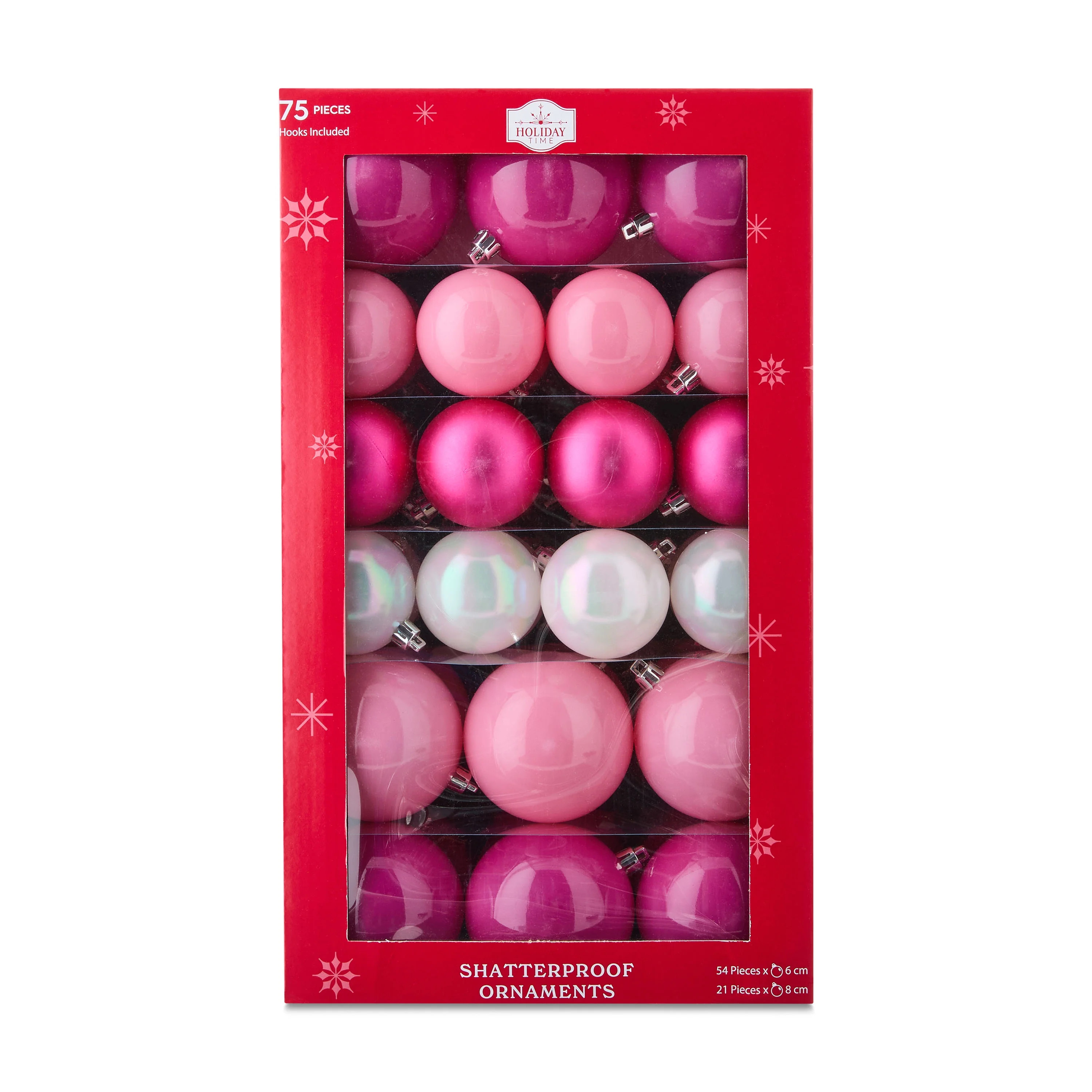 Pink Shatterproof Christmas Ball Ornaments, 9.5 in, 75 Count, by Holiday Time | Walmart (US)