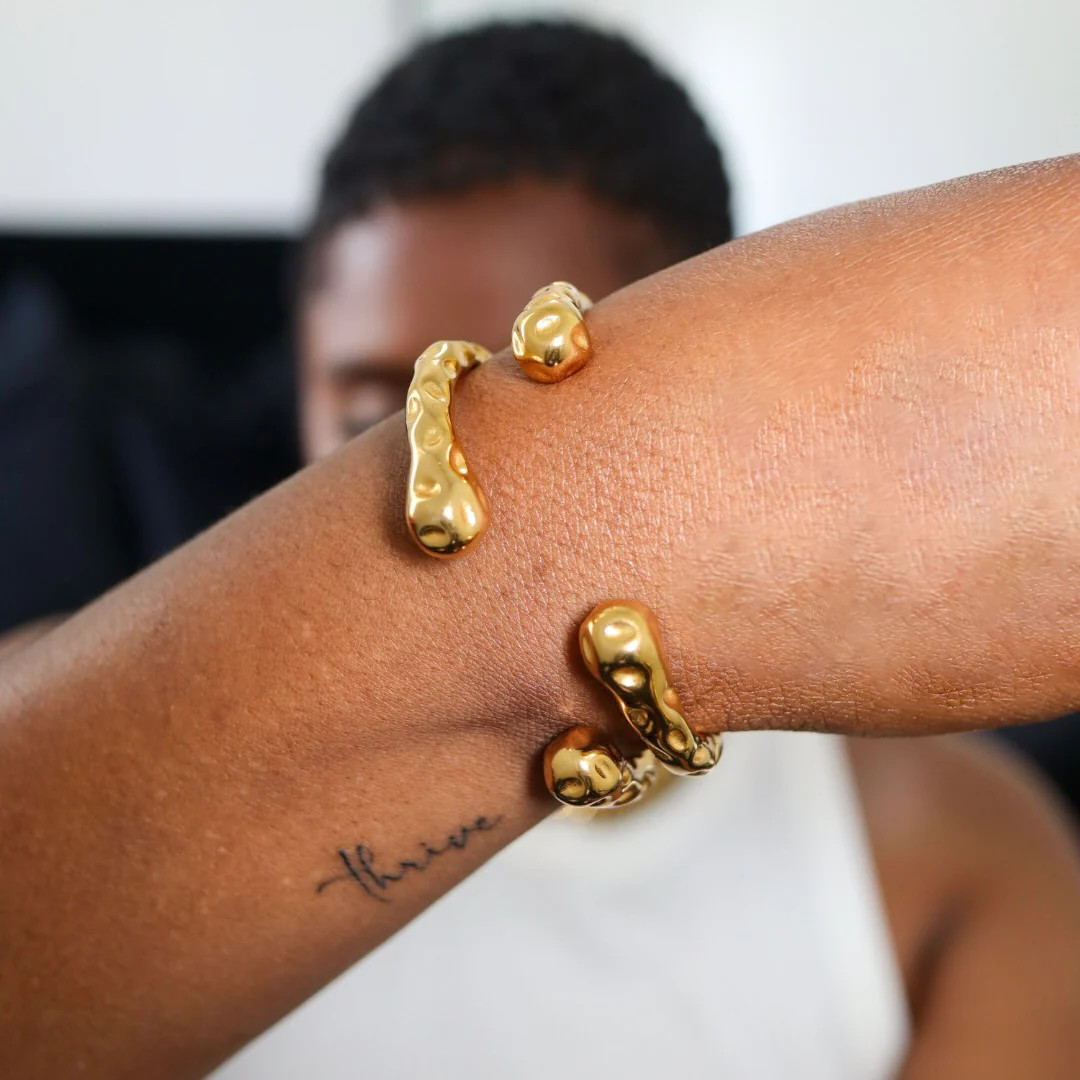 Hammered Cuff Bracelet | Garnished in Gold